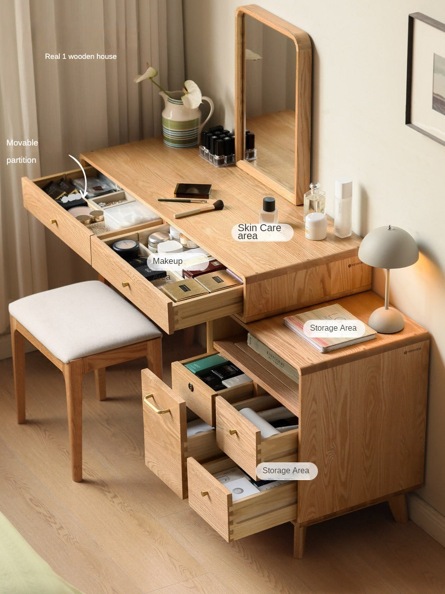 Oak Solid Wood Telescopic Dressing Table Cabinet.