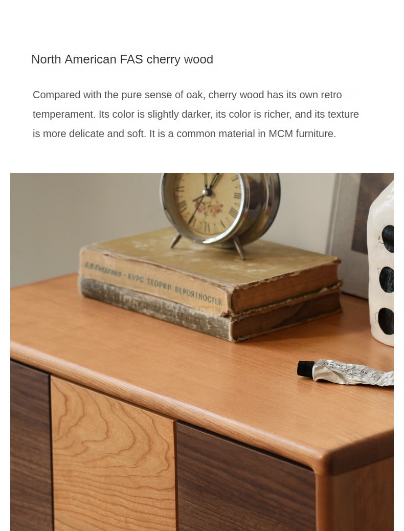 Cherry Solid Wood Retro Chest of Drawers Checkerboard