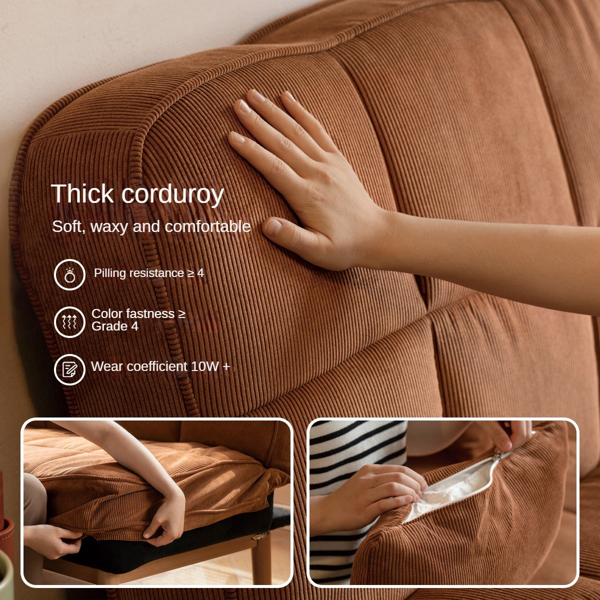 Fabric Sofa Antique Style Telescopic Dual-purpose Sofa.