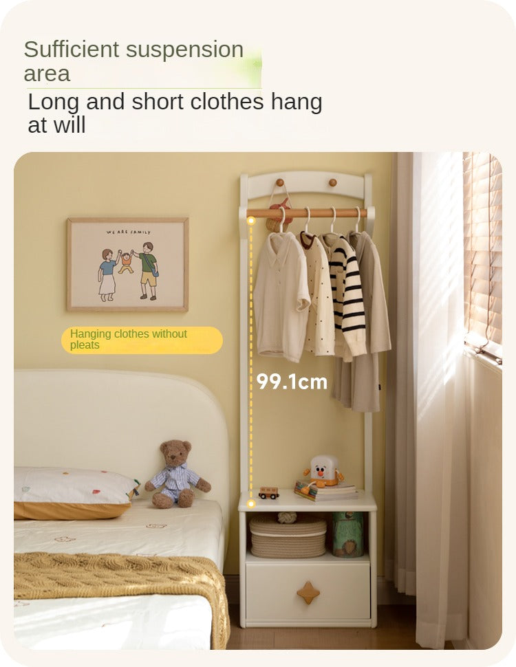 Poplar Solid Wood Clothes Hanger Nightstand-