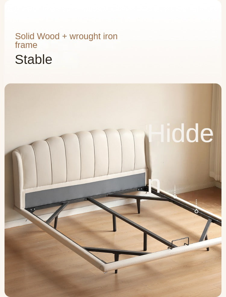 First Layer Cowhide Art Cream Suspended Bed