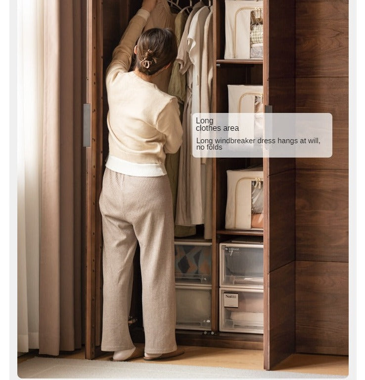 Black Walnut Solid Wood Wardrobe Combination.