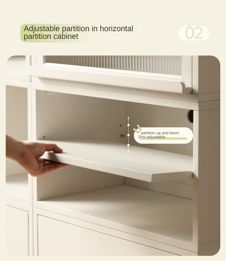 Poplar Solid Wood TV Cabinet Floor Cabinet Cream Style,