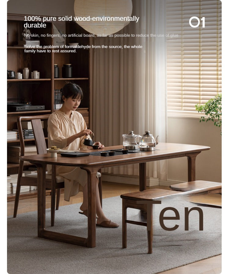 Black Walnut Solid Wood Tea Table Tea Tray Integrated.