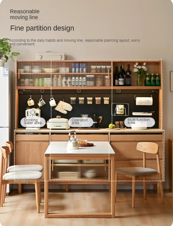 Oak Solid Wood Rock Plate Dining Sideboard