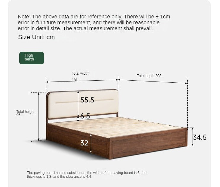 Black walnut solid wood storage box bed technology cloth soft back