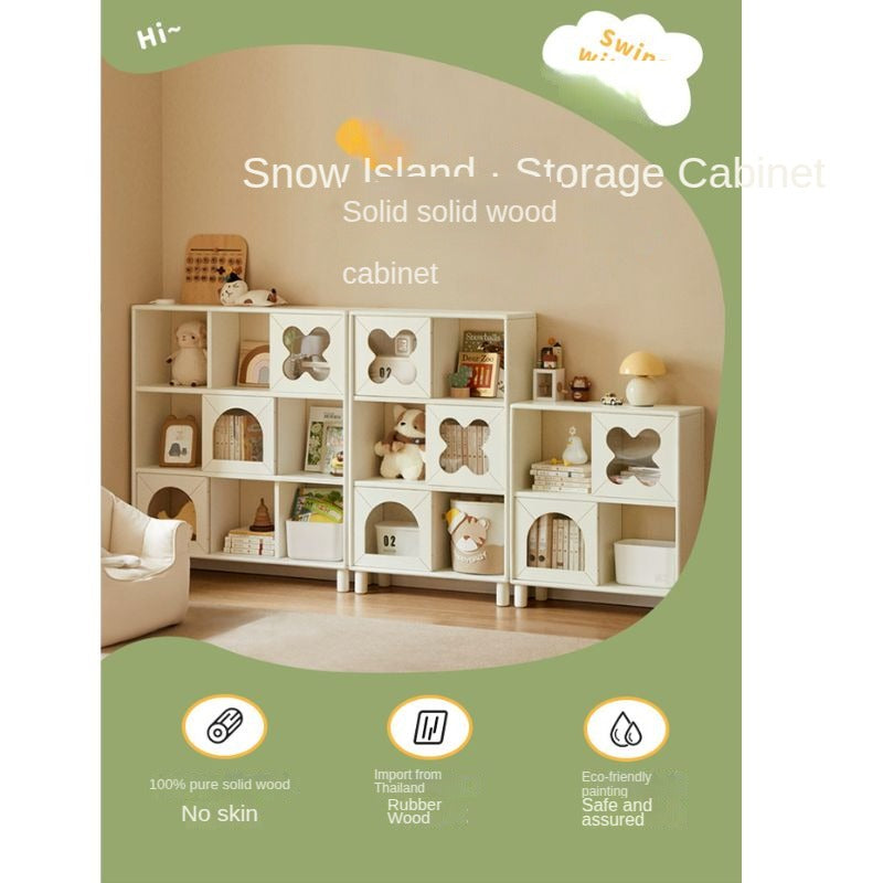 Rubber Solid Wood Modern Cream Style Floor Children's Bookcase