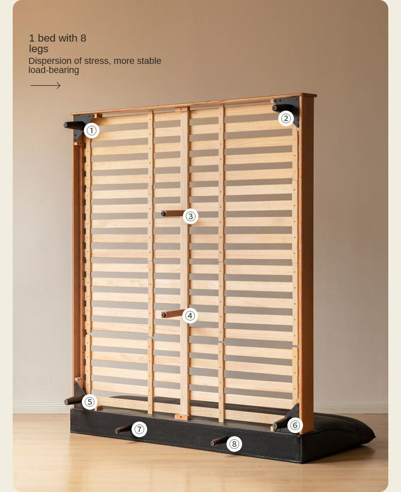 Cherry Solid Wood Suspended Leather Soft Bed Light Luxury.