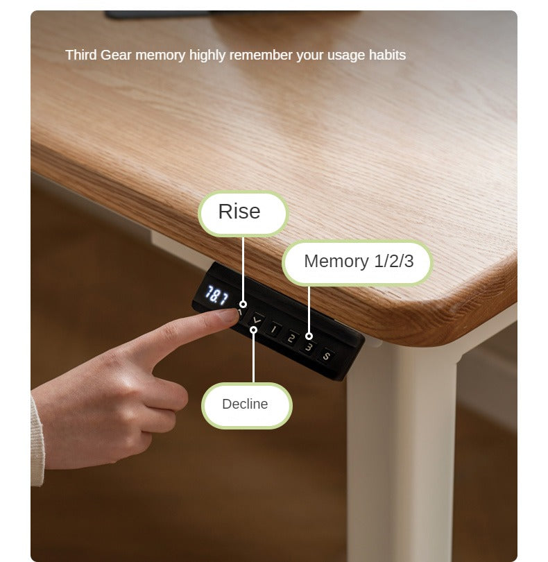 Oak Solid Wood Electric Elevating Dual Motor Office Desk