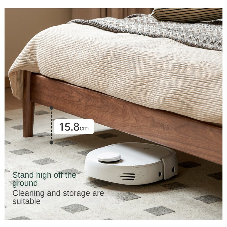 Oak,Black Walnut Solid Wood Top-Grain Cowhide Leather Bed