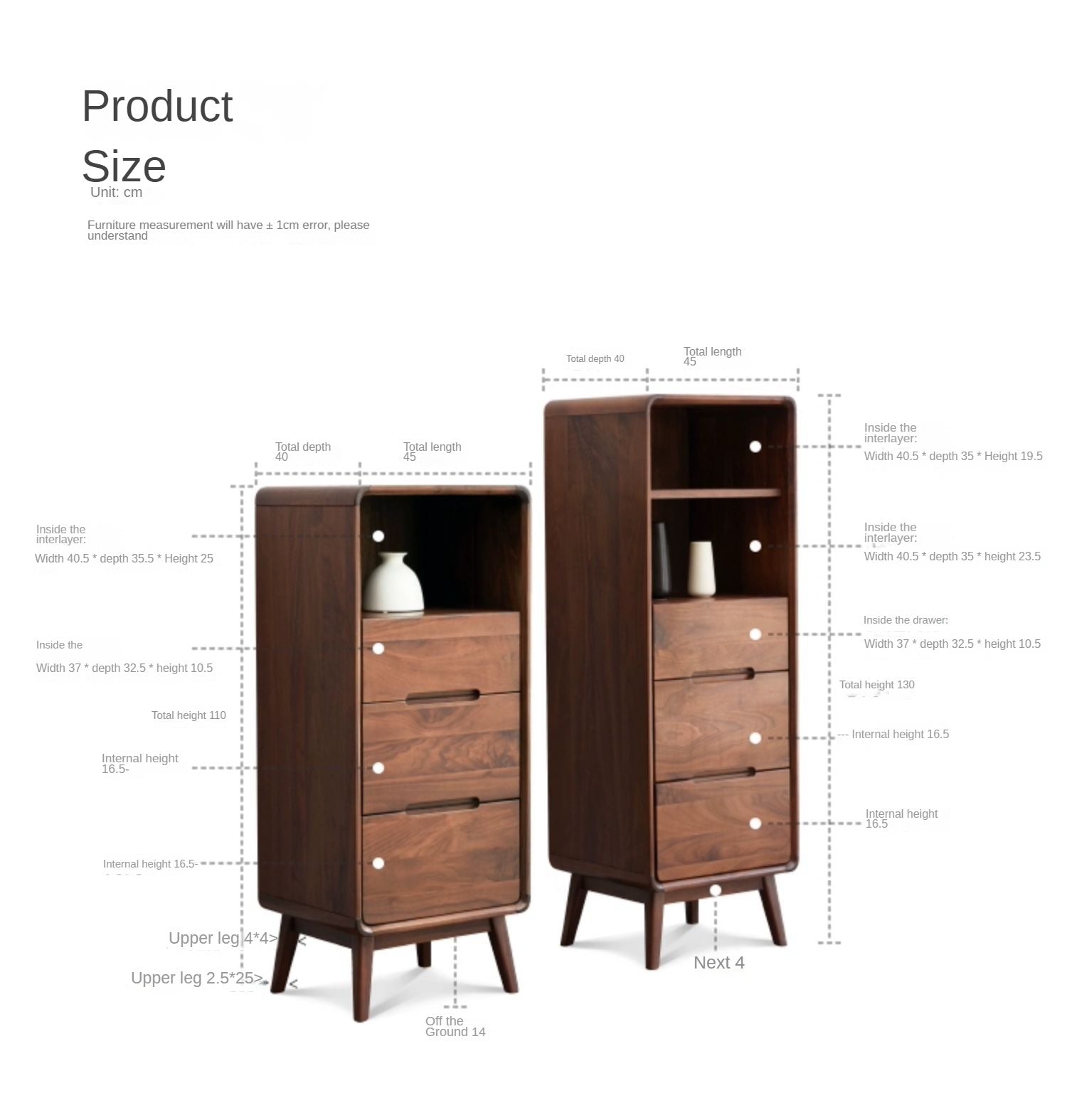 Black Walnut Solid Wood Side Cabinet