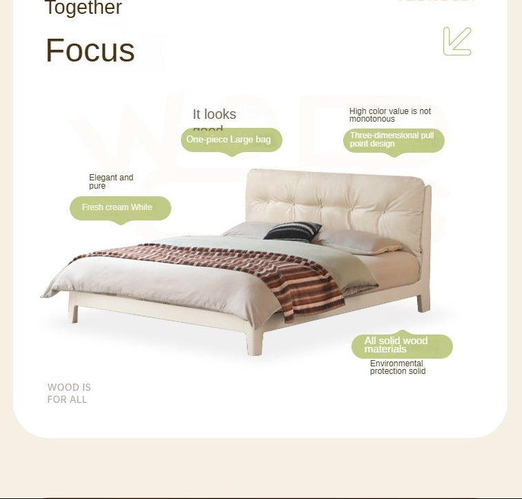 Rubber Solid Wood Fabric Leather Soft Bed