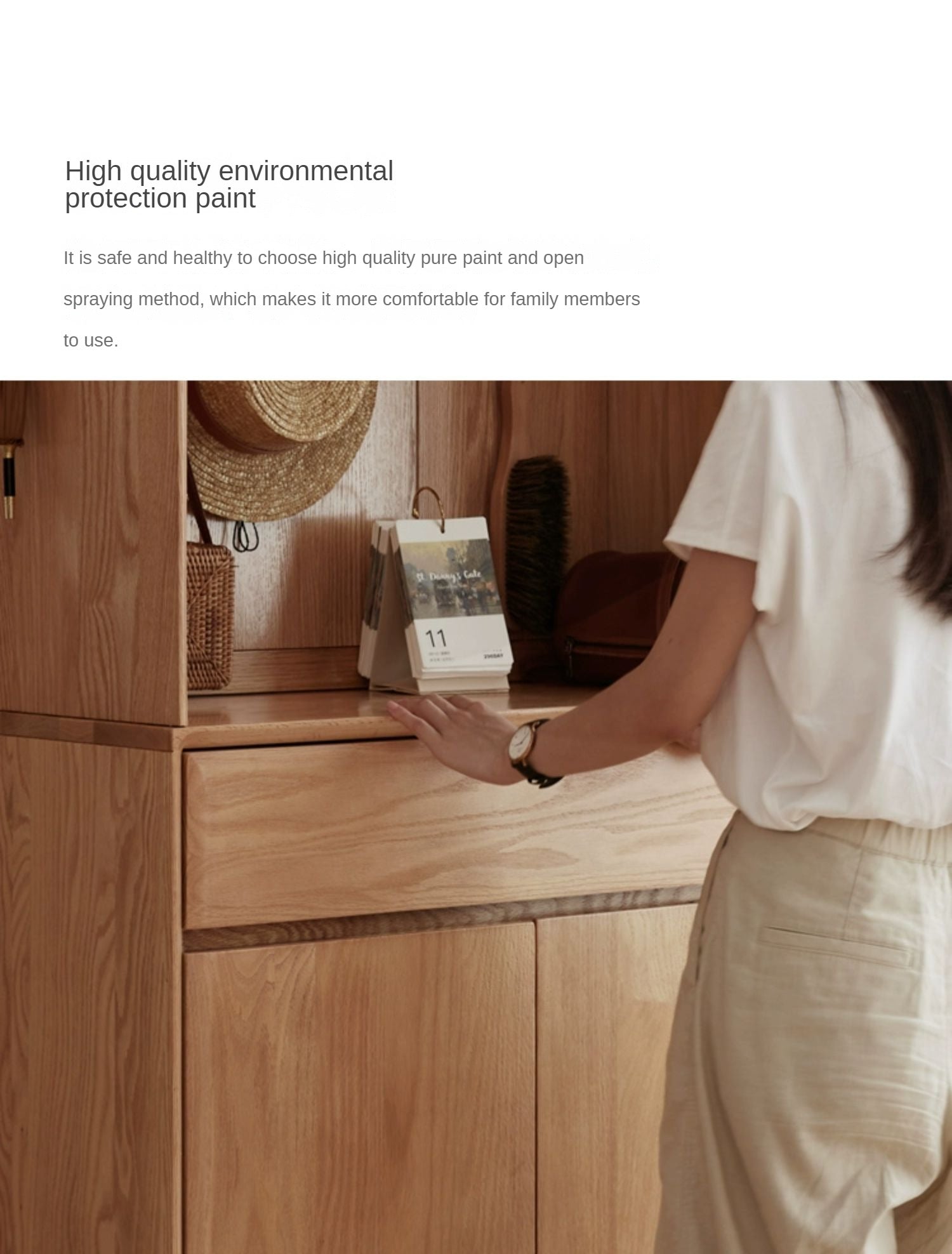 Oak Solid Wood Entrance Hall Cabinet Shoe Cabinet Integrated