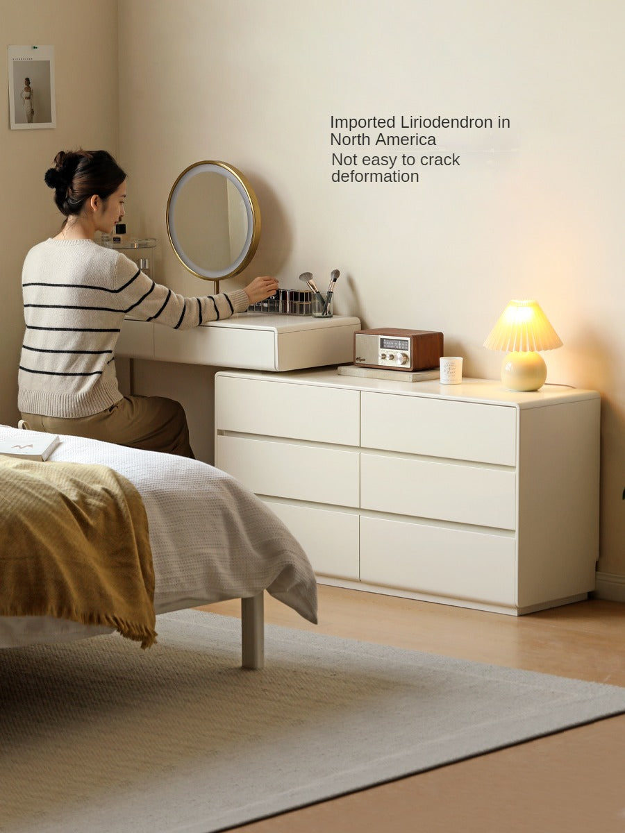Poplar Solid Wood, Solid Rubberwood L-Shape Dressing Table