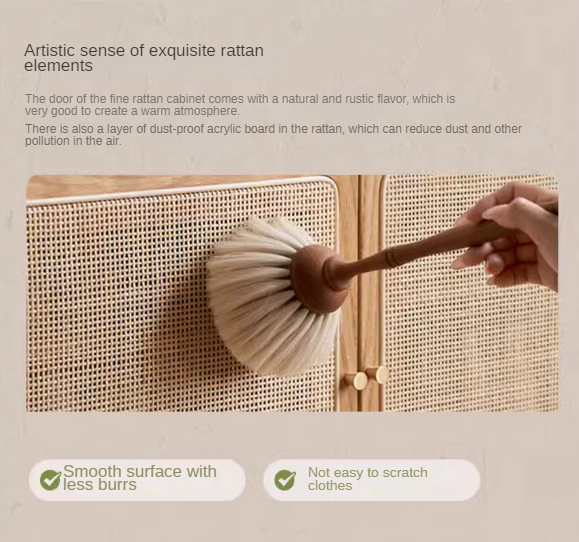 Oak Solid Wood Free Combination Wardrobe Rattan Door.