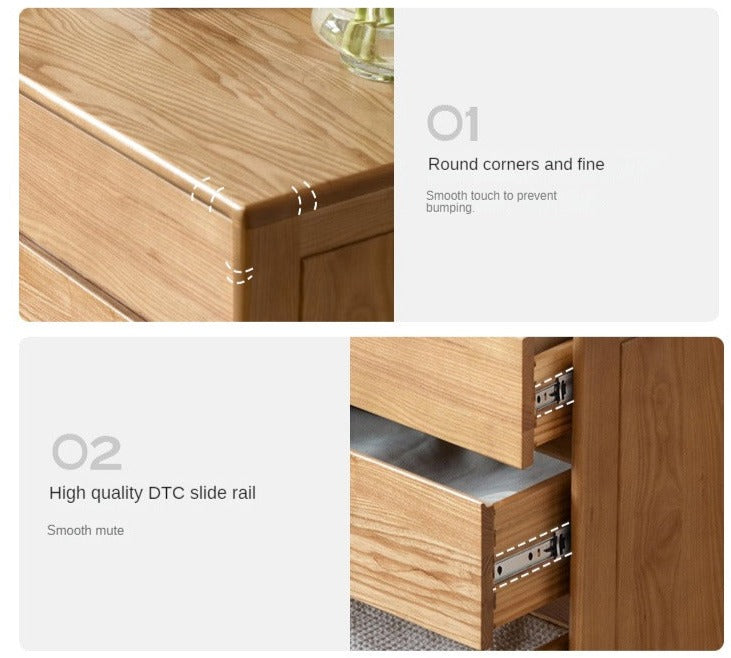 Ash Solid Wood chest of drawers Storage Drawer Cabinet)