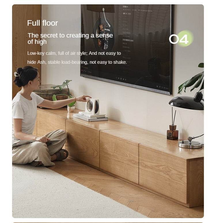 Ash Solid Wood TV Cabinet Modern Simple Floor Cabinet.