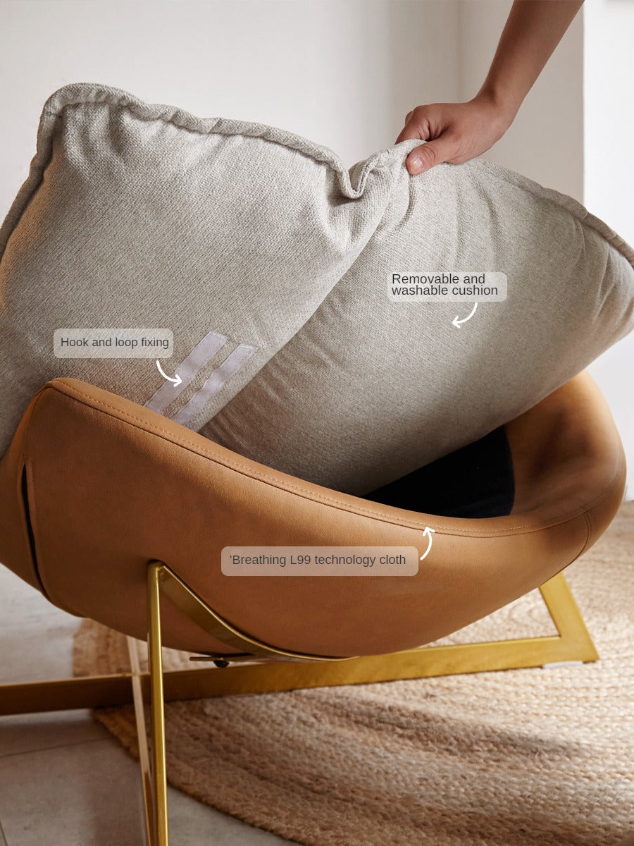 Leather Technology Cloth Lounge Eggshell Armchair