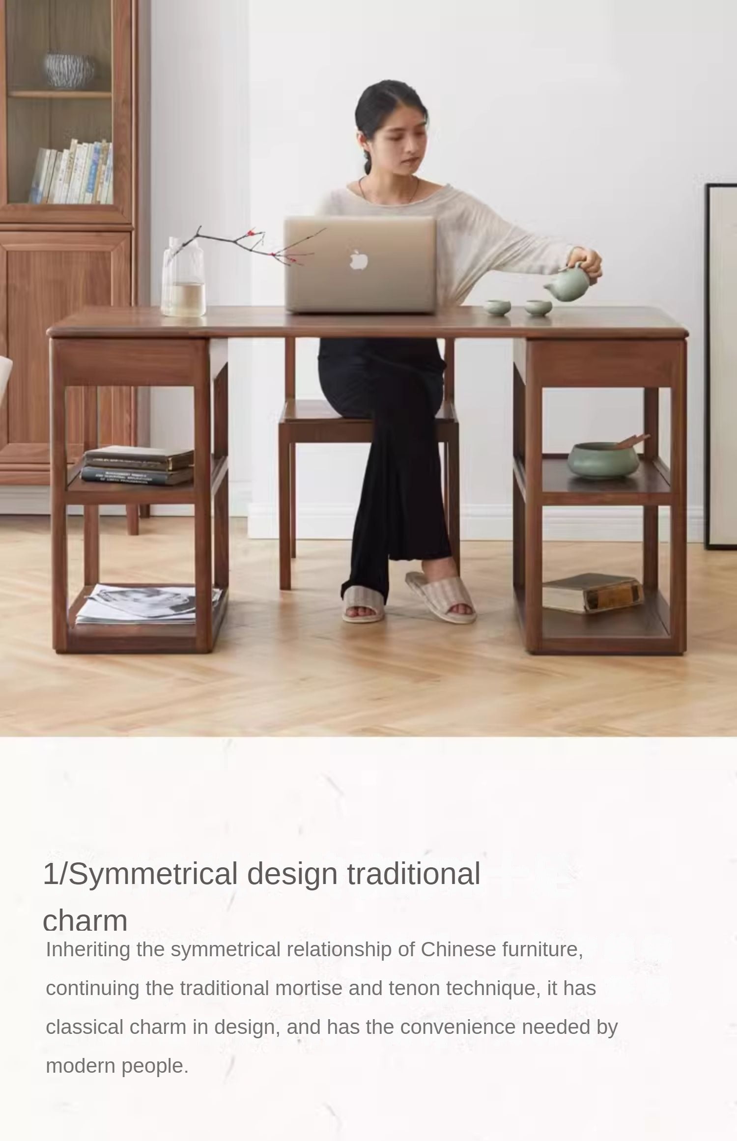 Black Walnut Solid Wood Modern Study Desk