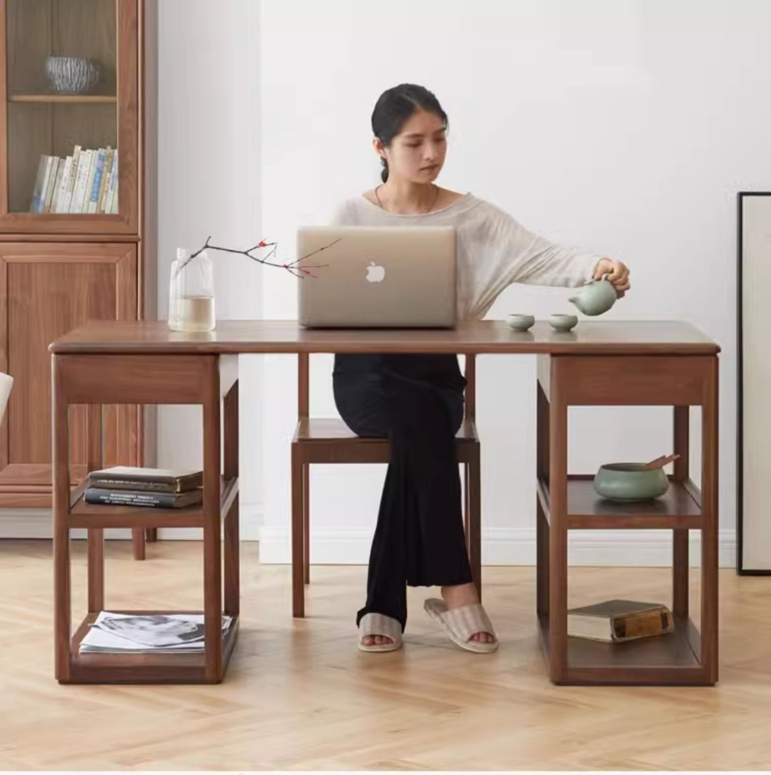 Black Walnut Solid Wood Modern Study Desk
