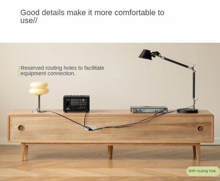 Oak Solid Wood Flip Door TV Cabinet.