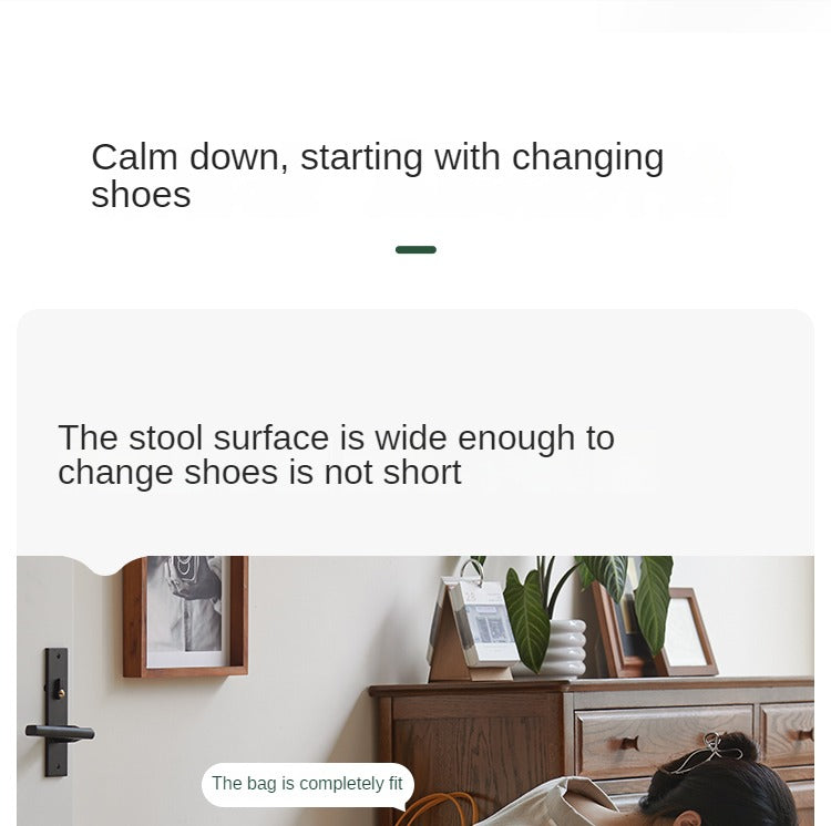 Oak Solid Wood Shoe Stool For Home Entrance