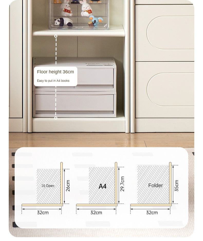 Poplar Solid Wood Bookcase White With Glass Door Whole Wall Combination French Cream Style