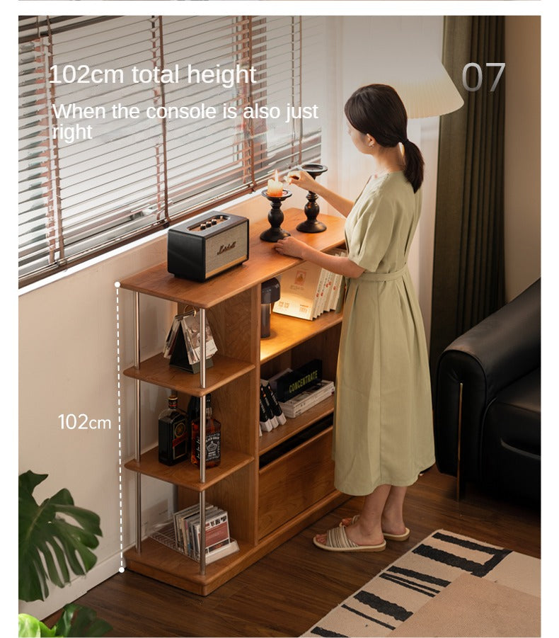 Cherry Solid Wood Retro Partition Bookcase.
