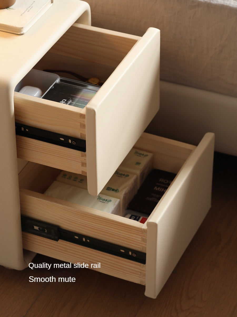 Leather Cream Style Nightstand