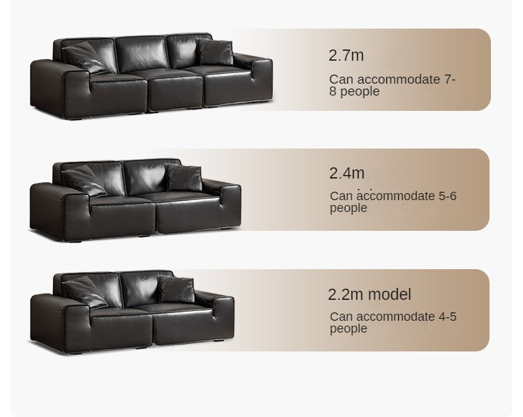 Top-grain Cowhide Leather Black Sofa.