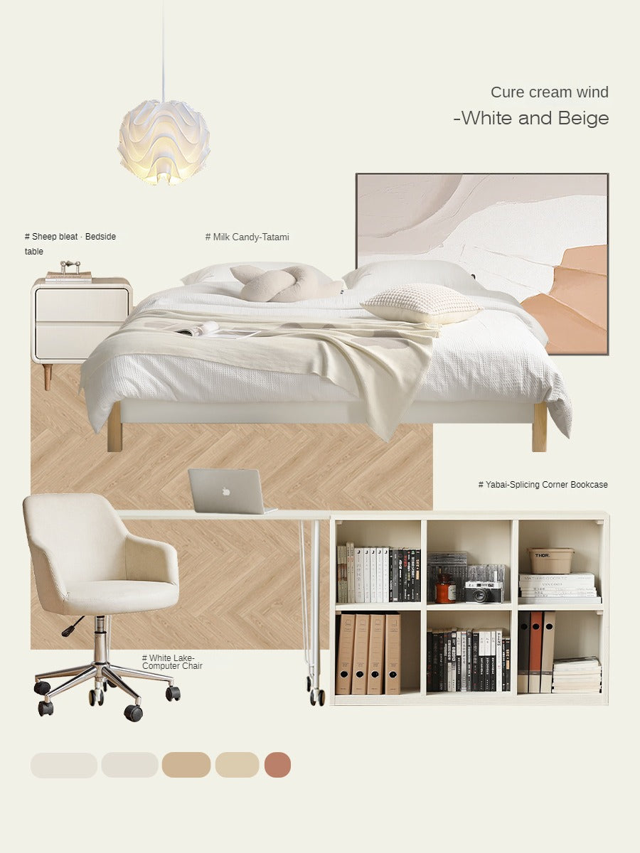 Poplar Solid Wood platform bed, headboard-free bed