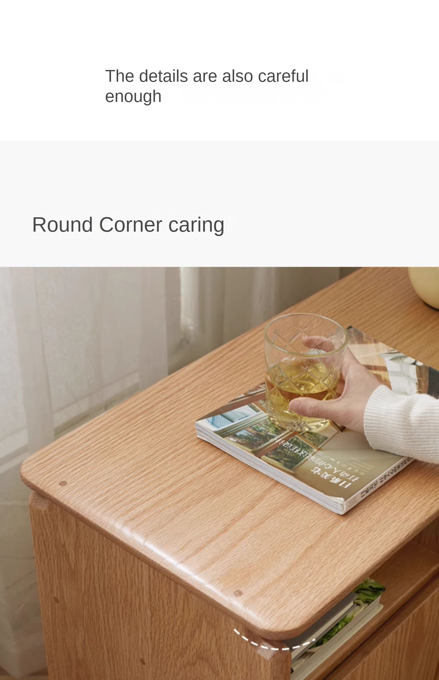 Oak, Black Walnut, Ash Solid Wood Mobile Side Table