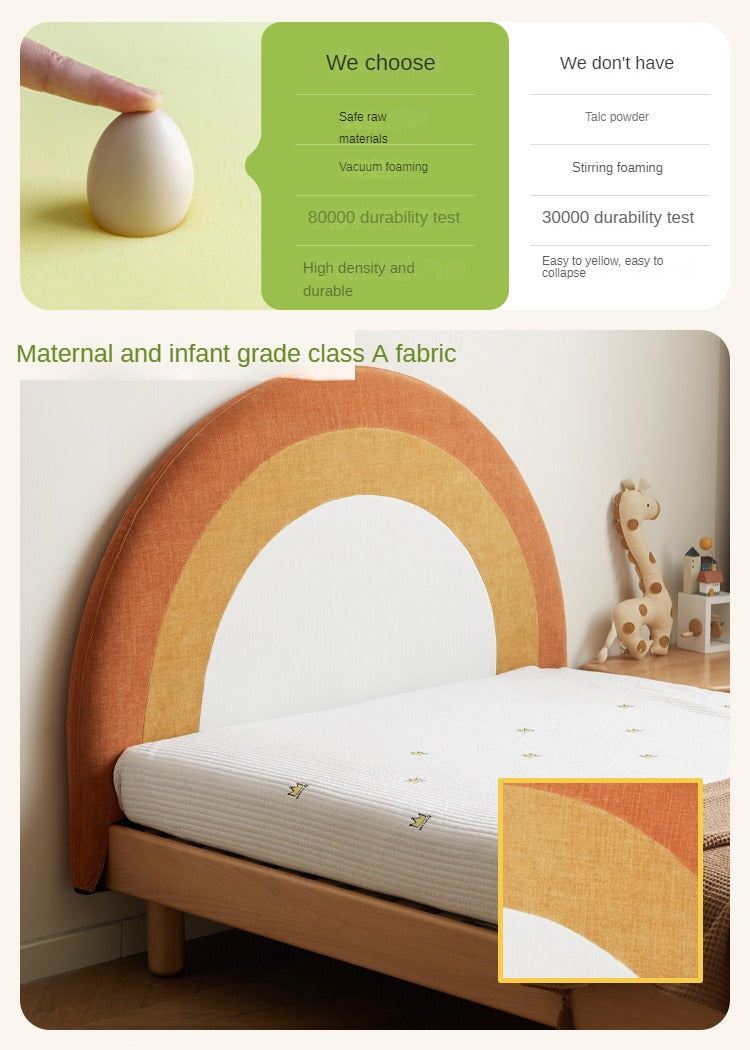 Beech Solid Wood Children's Rainbow Montessori Platform Bed.
