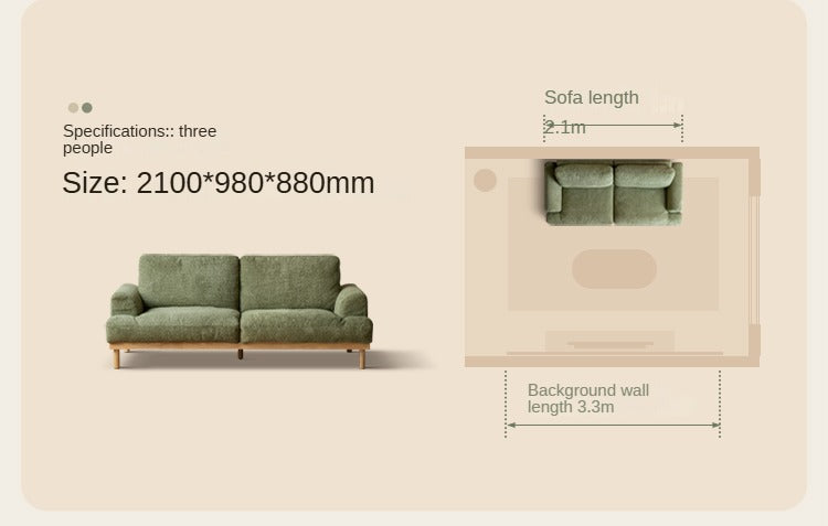 Ash Solid Wood Fabric Sofa Nordic Modern.