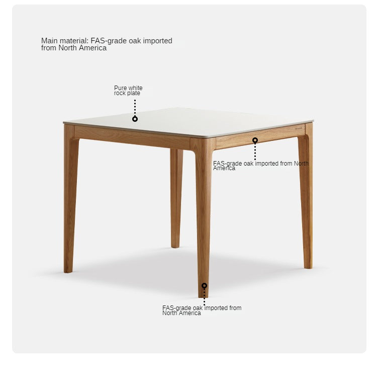 Oak Solid Wood, Solid Rubberwood Square Slate Dining Table