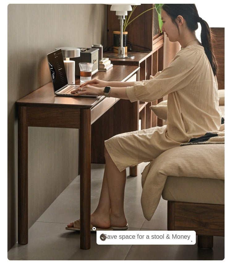 Black Walnut Solid Wood Light Luxury With Drawer Desk