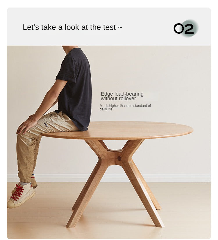 Oak Solid Wood Modern Minimalist Style Round Dining Table