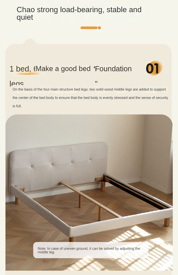 Fabric Nordic Simple Soft Bed Cream Style