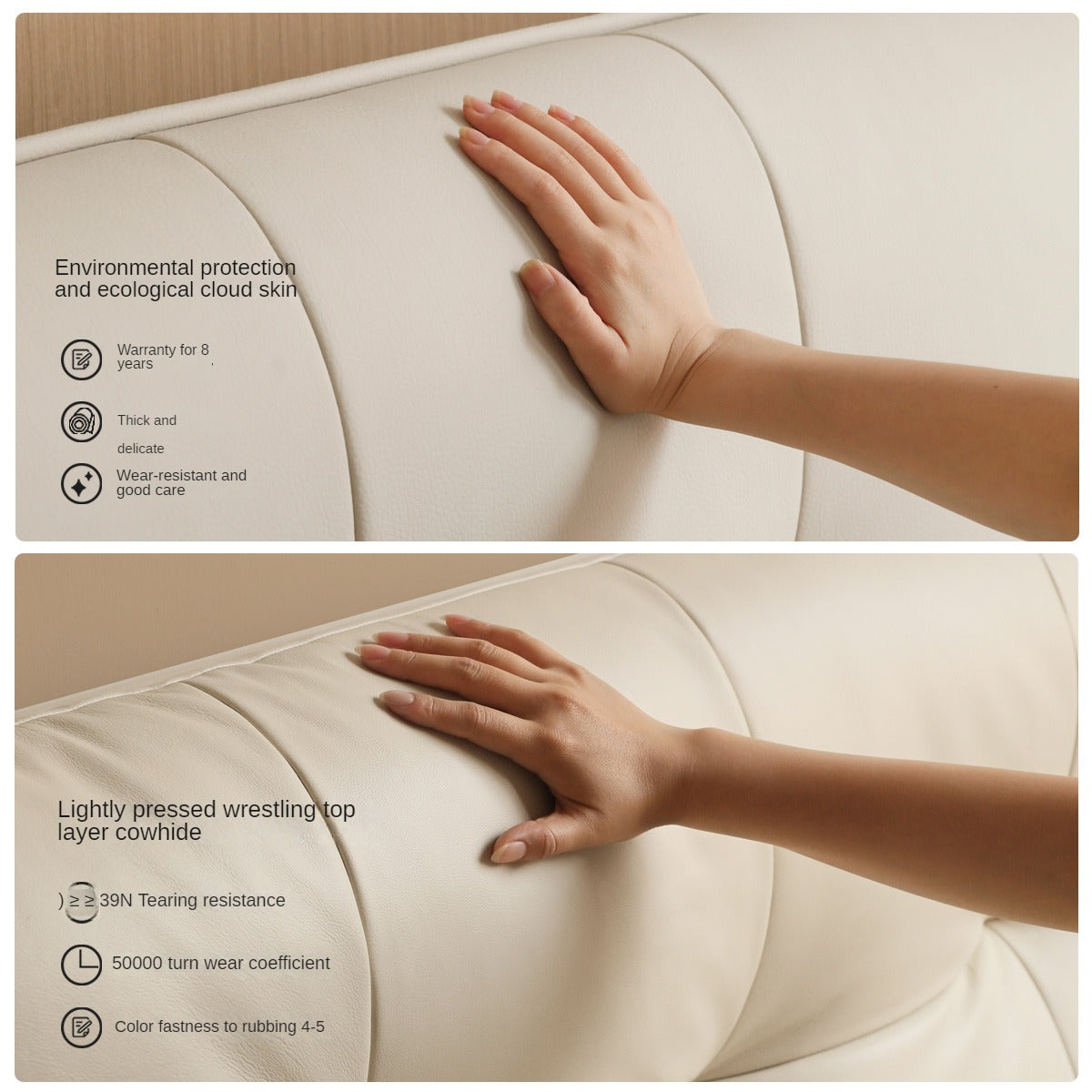 Fabric Genuine Leather Soft Bed Puff Cream Style with Light Bed