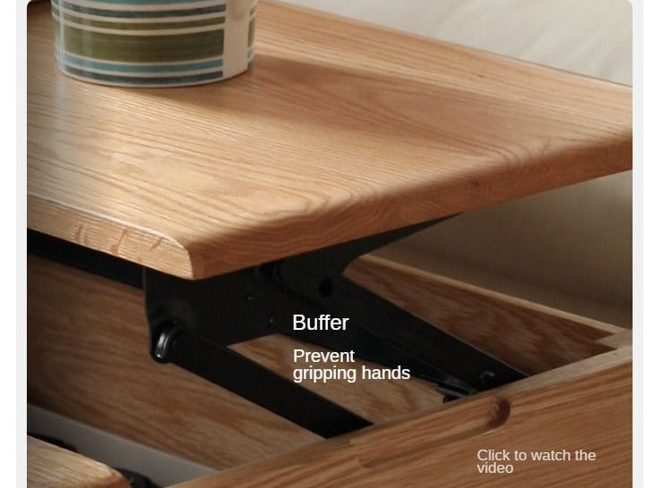 Oak Solid Wood Modern Slate Lifting Coffee Table