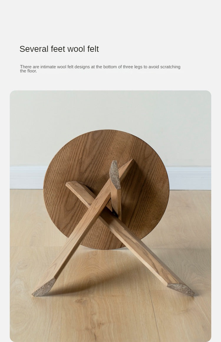 Ash Solid Wood White Wax Wood Side Table