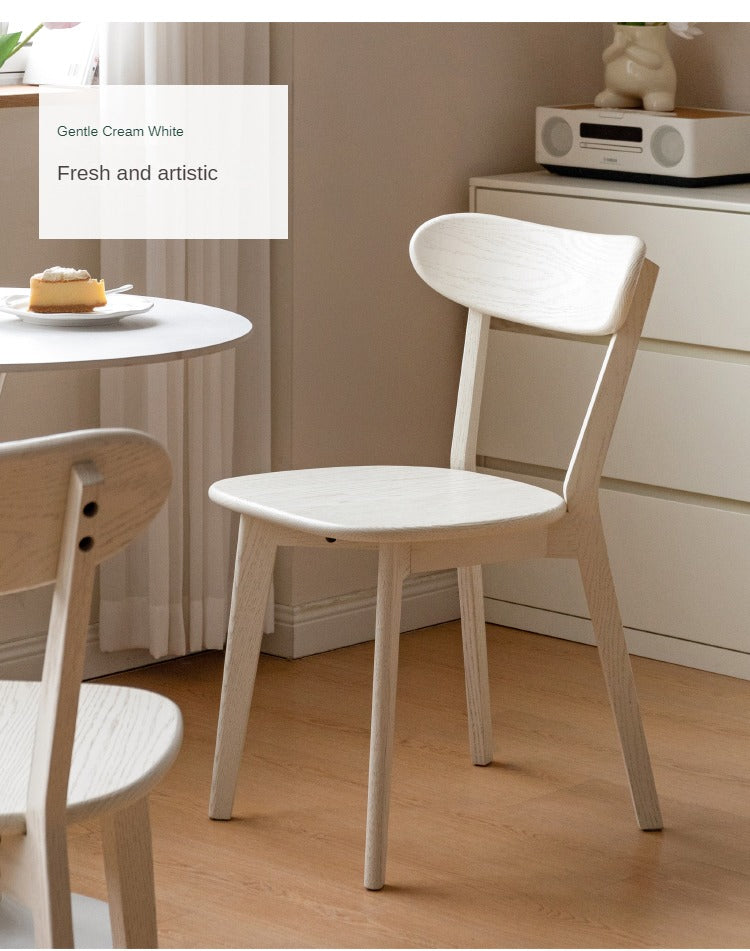 Oak Solid Wood Dining Chair Cream Style White, Black