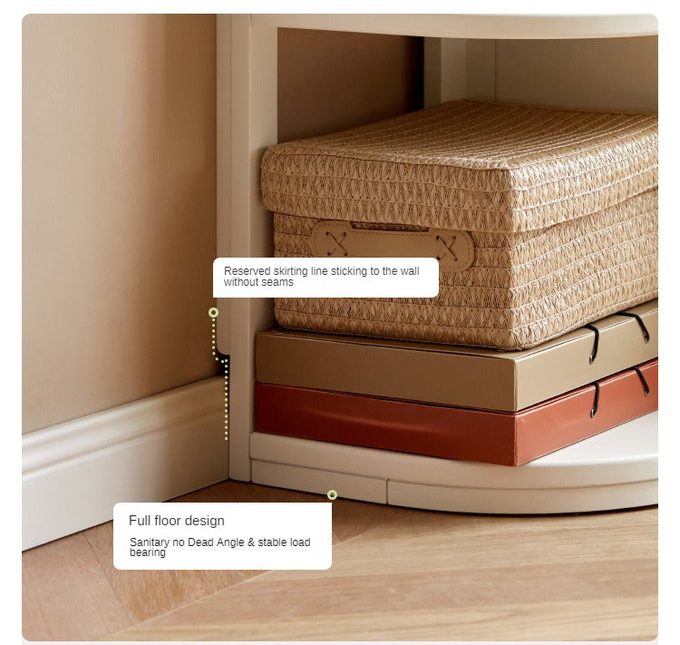 Tulipwood Solid Wood Corner Bookshelf, Floor-standing Storage Rack Cream Style