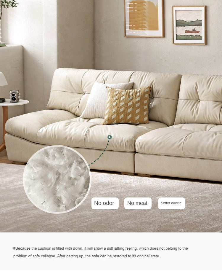 First Layer Cowhide Italian Style Sofa.