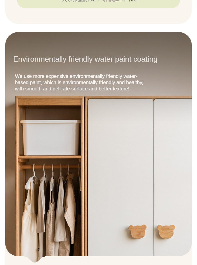 Oak Solid Wood Children's Wardrobe Combination