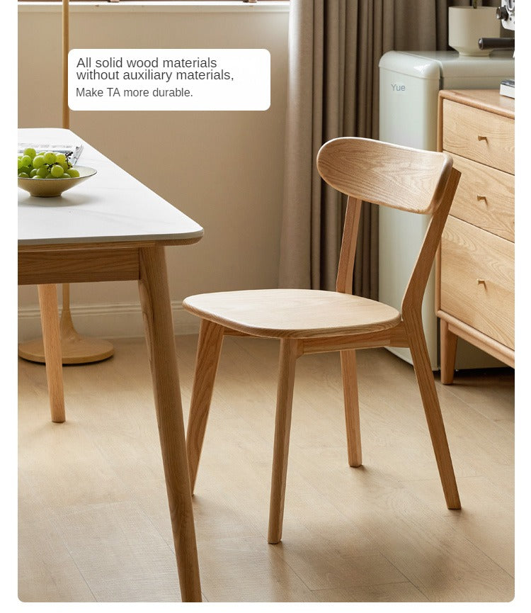 Ash, Oak, Cherry, Beech, Black Walnut Solid Wood Curved Backrest Dining Chair