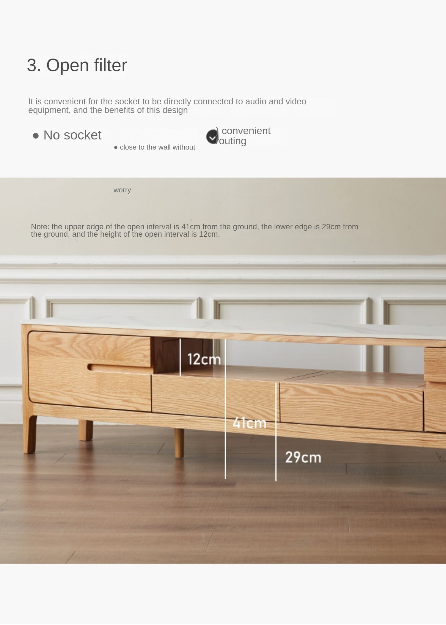 Solid Rubberwood, Oak Solid Wood TV Stand Slate Top.