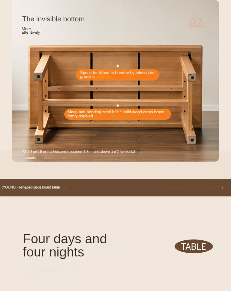 Poplar Solid Wood Modern Large Board Dining Table.