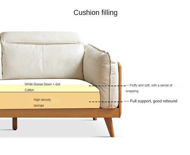 Cherry Solid Wood Black Label Leather Down Sofa.