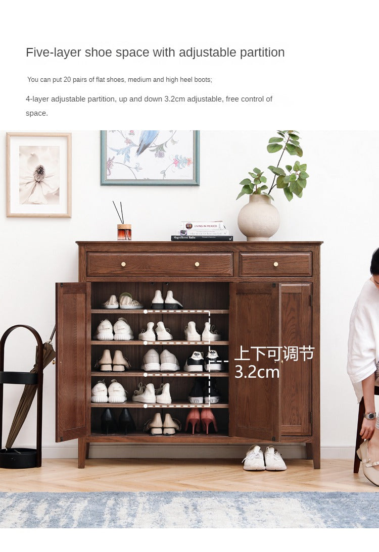 Oak solid wood shoe cabinet American style"